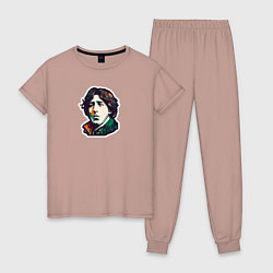 Пижама хлопковая женская Оскар Уайльд арт, цвет: пыльно-розовый