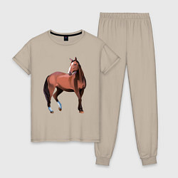 Пижама хлопковая женская Тяжелая теплокровная, цвет: миндальный