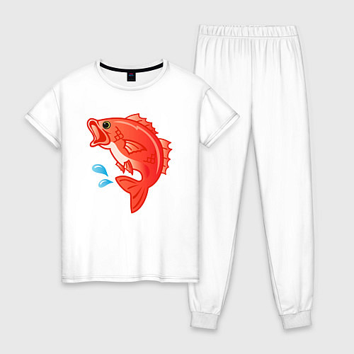 Женская пижама Красный лещ морской / Белый – фото 1