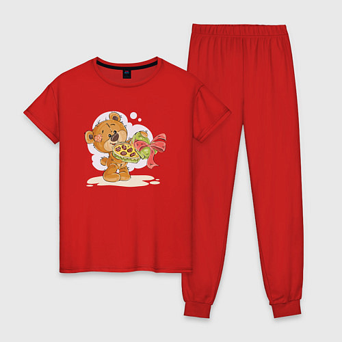 Женская пижама Мишка с конфетами / Красный – фото 1