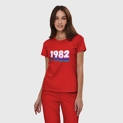 Пижама хлопковая женская Made in 1982 vintage art, цвет: красный — фото 2