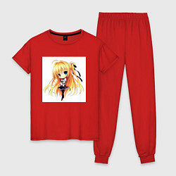 Пижама хлопковая женская Красивая Юки Асуна, цвет: красный