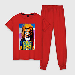 Пижама хлопковая женская Сальвадор Дали в образе льва, цвет: красный