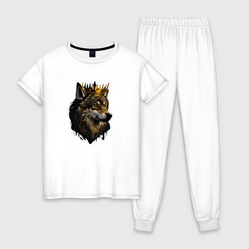 Женская пижама Волк-царь в короне / Белый – фото 1