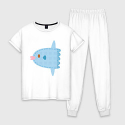Пижама хлопковая женская Луна-рыбка, цвет: белый