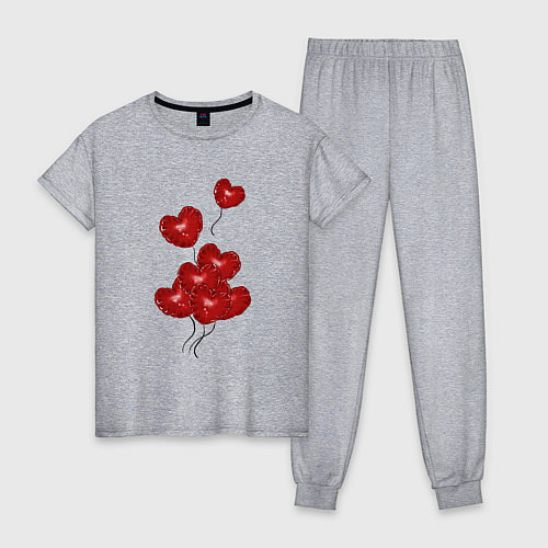 Женская пижама Улетающие воздушные шарики в виде сердечка / Меланж – фото 1