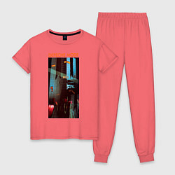 Пижама хлопковая женская Depeche Mode: Poster, цвет: коралловый