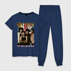 Пижама хлопковая женская Queen винтаж, цвет: тёмно-синий