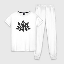 Пижама хлопковая женская Цветок лотоса, цвет: белый