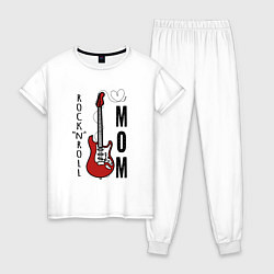 Пижама хлопковая женская Rocknroll mom с гитарой, цвет: белый