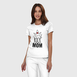 Пижама хлопковая женская Rock mom надпись с короной, цвет: белый — фото 2