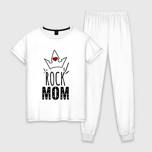 Женская пижама Rock mom надпись с короной / Белый – фото 1