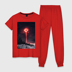 Пижама хлопковая женская Dark souls 3 Черное солнце, цвет: красный