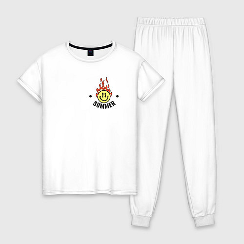 Женская пижама Summer и горящий смайл / Белый – фото 1