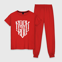 Пижама хлопковая женская Rock and Roll щит, цвет: красный