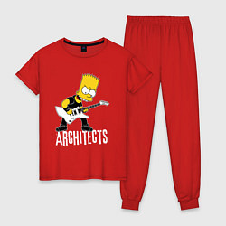Пижама хлопковая женская Architects Барт Симпсон рокер, цвет: красный