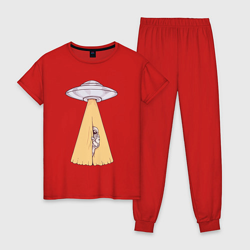 Женская пижама Космонавт и НЛО / Красный – фото 1