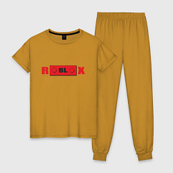 Пижама хлопковая женская Roblox деталь, цвет: горчичный