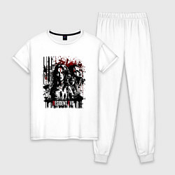 Пижама хлопковая женская Дизайн Resident Evil, цвет: белый