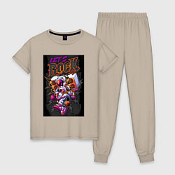 Пижама хлопковая женская Космонавт lets rock, цвет: миндальный