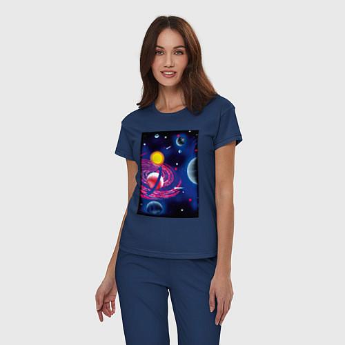 Женская пижама Вселенная, звёзды / Тёмно-синий – фото 3