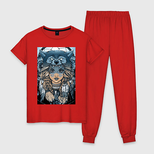 Женская пижама Девушка волчица / Красный – фото 1