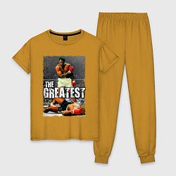 Пижама хлопковая женская Мухаммед Али великий, цвет: горчичный