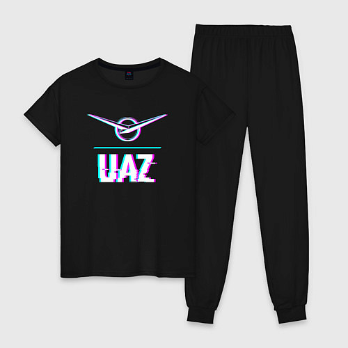 Женская пижама Значок UAZ в стиле glitch / Черный – фото 1
