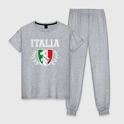 Пижама хлопковая женская Italy map, цвет: меланж