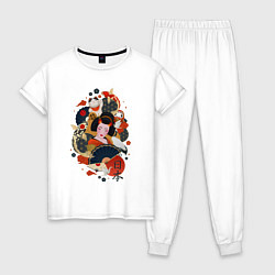 Пижама хлопковая женская Japanese national, цвет: белый