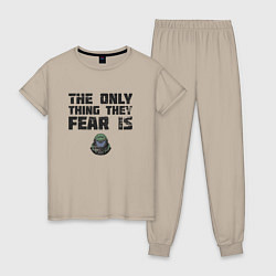 Пижама хлопковая женская The only thing they fear is you doom slayer, цвет: миндальный