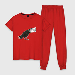 Пижама хлопковая женская Кричащая ворона, цвет: красный