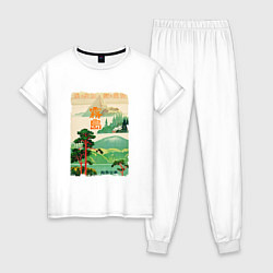 Пижама хлопковая женская Япония винтаж, цвет: белый