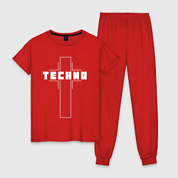 Пижама хлопковая женская Techno крест, цвет: красный