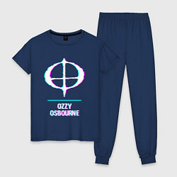 Пижама хлопковая женская Ozzy Osbourne glitch rock, цвет: тёмно-синий