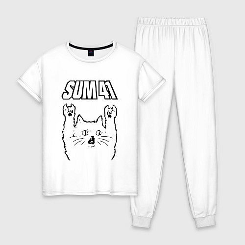 Женская пижама Sum41 - rock cat / Белый – фото 1