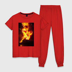 Пижама хлопковая женская Фантастический огненный конь, цвет: красный