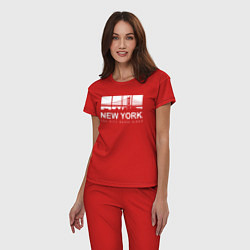 Пижама хлопковая женская Нью-Йорк Сити, цвет: красный — фото 2