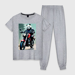 Пижама хлопковая женская Panda - cool biker, цвет: меланж