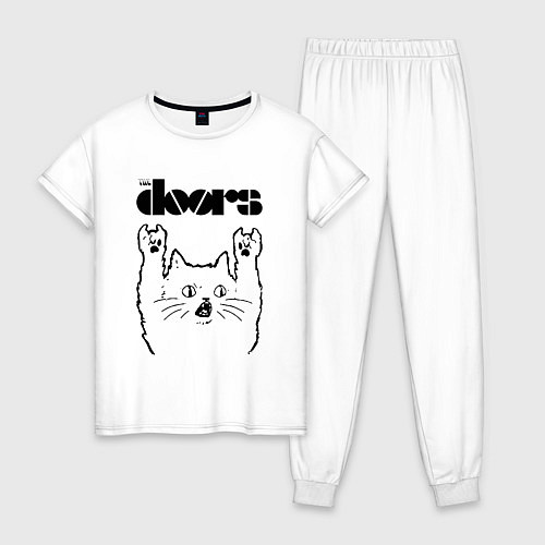 Женская пижама The Doors - rock cat / Белый – фото 1