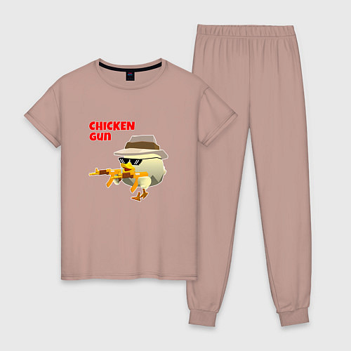 Женская пижама Цыпленок с автоматами / Пыльно-розовый – фото 1
