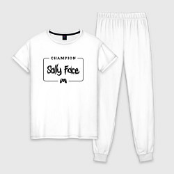Пижама хлопковая женская Sally Face gaming champion: рамка с лого и джойсти, цвет: белый