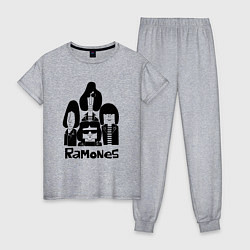 Пижама хлопковая женская Ramones панк рок группа, цвет: меланж