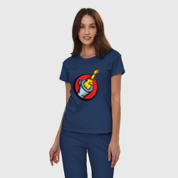 Пижама хлопковая женская Chicken gun логотип, цвет: тёмно-синий — фото 2