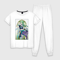 Пижама хлопковая женская Бай Чжу - Геншин импакт, цвет: белый