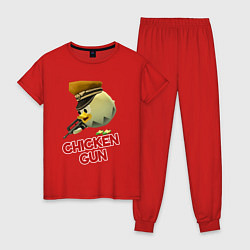 Пижама хлопковая женская Chicken Gun logo, цвет: красный