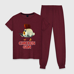 Пижама хлопковая женская Chicken Gun chick, цвет: меланж-бордовый