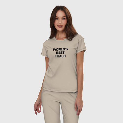 Женская пижама Лучший в мире тренер по теннису / Миндальный – фото 3