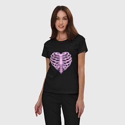 Пижама хлопковая женская Bone heart, цвет: черный — фото 2