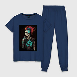 Пижама хлопковая женская Девушка анархистка, цвет: тёмно-синий